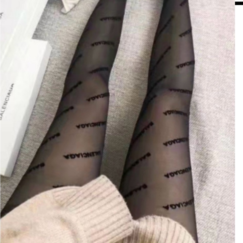 Sheer Black Logo Tights